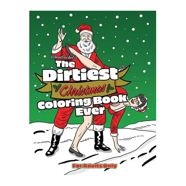 Cover of Wood Rocket’s dirtiest Christmas coloring book featuring a suggestive Santa