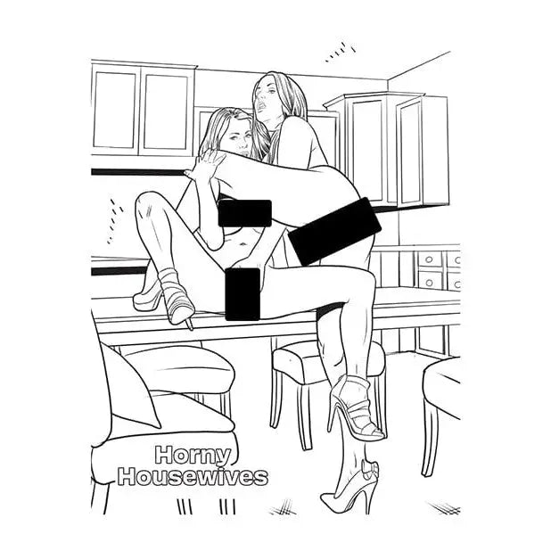 An intimate pose line drawing from Wood Rocket’s raunchiest coloring book