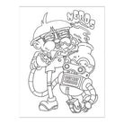 Cartoon character with glasses and a robot in Wood Rocket Who Smokes Herb Coloring Book