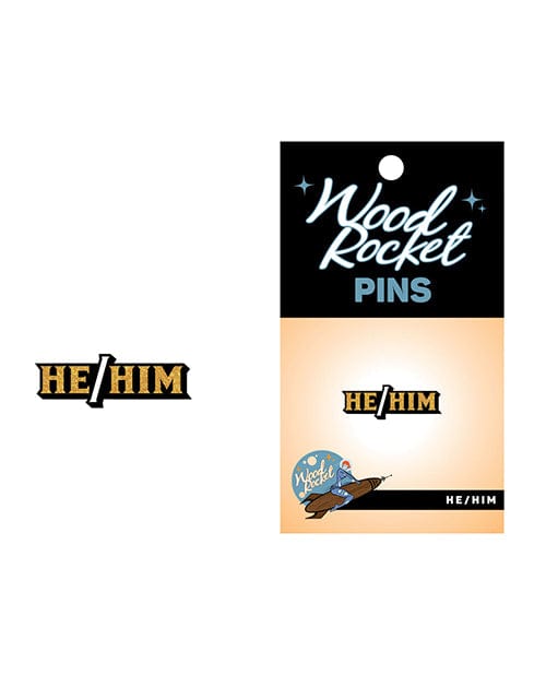 WoodRocket Enamel Pin Wood Rocket He/him Pin - Black/gold at the Haus of Shag