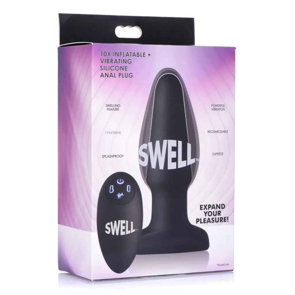 Remote control inflatable 10x vibrating silicone anal plug with remote control system