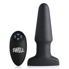 Black silicone butt plug and remote control inflatable 10x vibrating anal plug