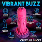 Creature Cocks Xenox: Pink, textured silicone dildo with suction cup base and curved shaft