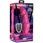 Pink silicone alien-inspired dildo with remote, curved shaft, and suction cup base