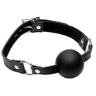 Xl 2 Inch Silicone Ball Gag: Black Leather Collar with Silicone Ball for Restrained Play