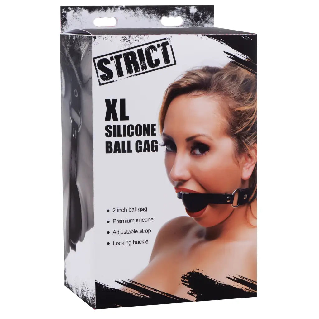 XL 2 Inch Silicone Ball Gag: High-quality black silicone ball gag for restraint play