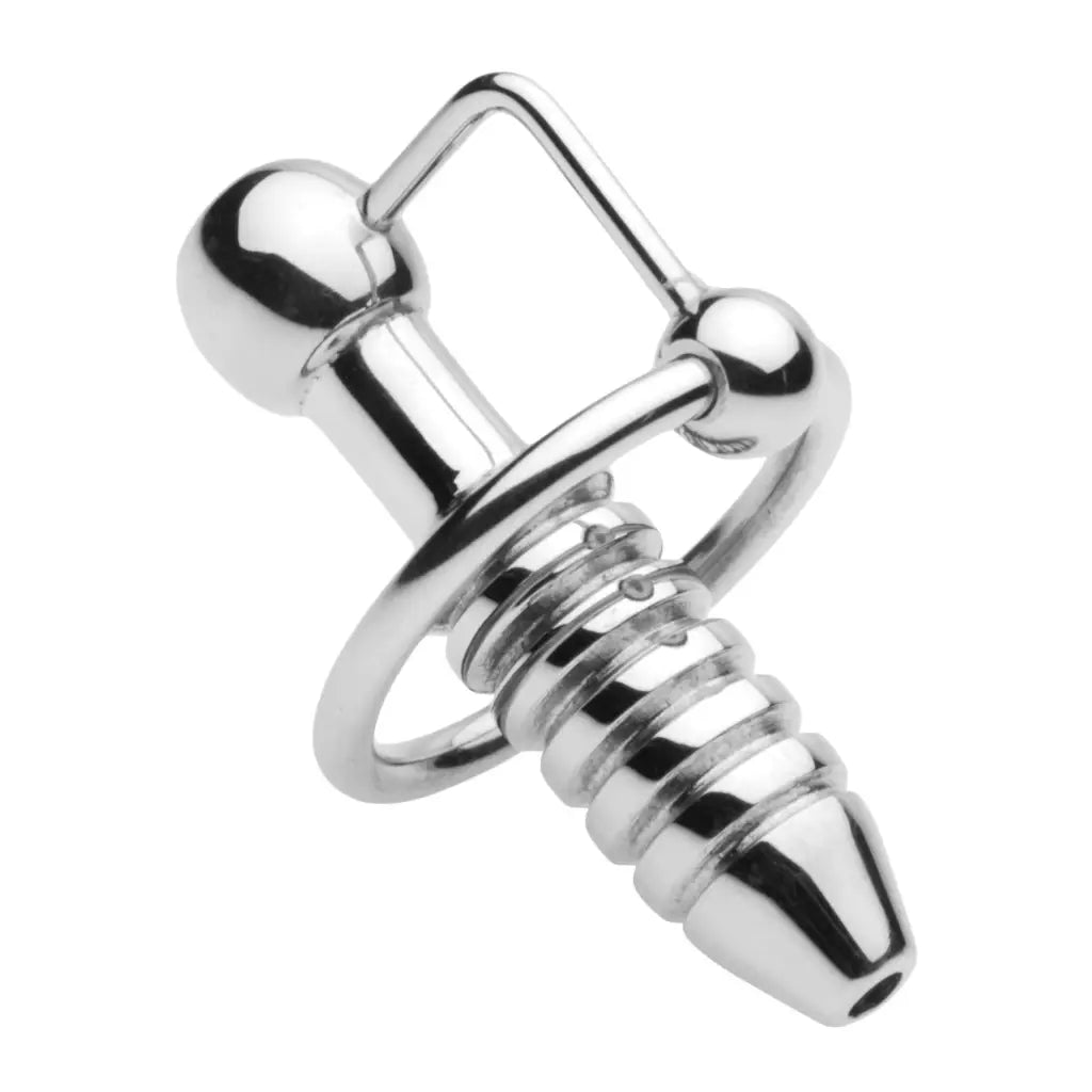 Ribbed urethral sound - Xl Ribbed Urethral Sound With Hollow Core, corkscrew-shaped jewelry