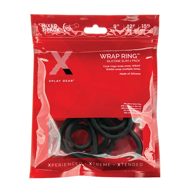 Xplay 3 Pk Silicone Slim Wrap Ring (9 12 15) - Cock Ring