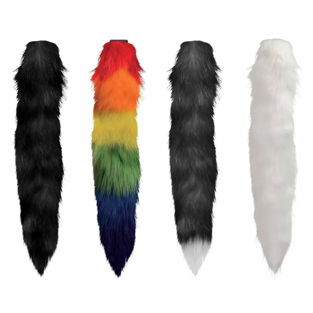 Tailz Tail Plug Black & White XR Interchangeable Black And White Fox Tail at the Haus of Shag