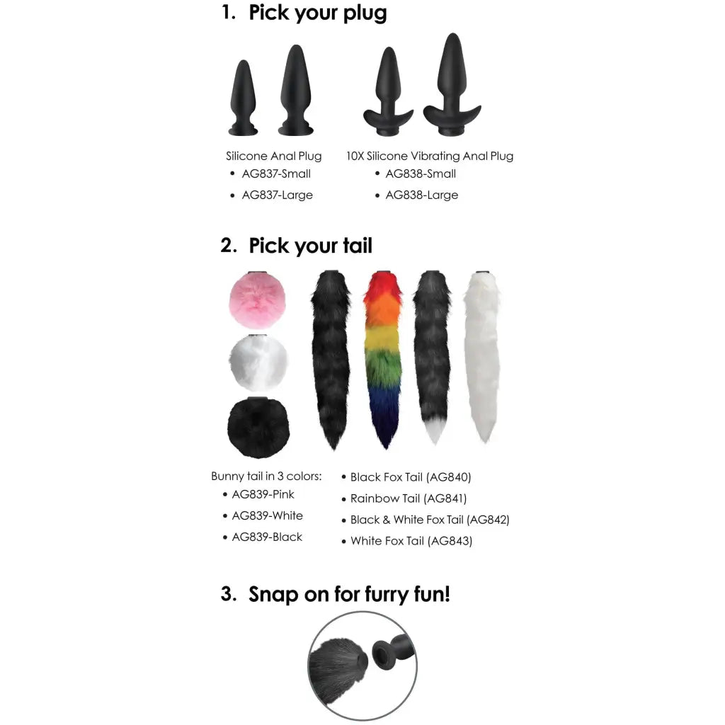 Tailz Tail Plug Black XR Interchangeable Black Fox Tail at the Haus of Shag