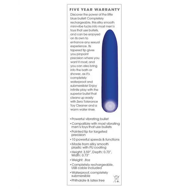 Zero Tolerance All Mighty Rechargeable Bullet Vibrator Blue - Bullet Vibrator