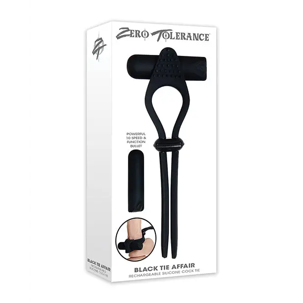 Zero Tolerance Black Tie Affair Rechargeable Silicone Cock Tie Cockring Black - Cock Ring