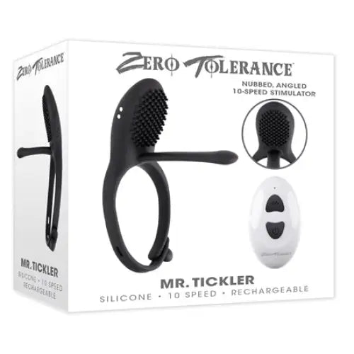 Zero Tolerance Mr. Tickler Rechargeable Remote Controlled C-ring Black - Cock Ring