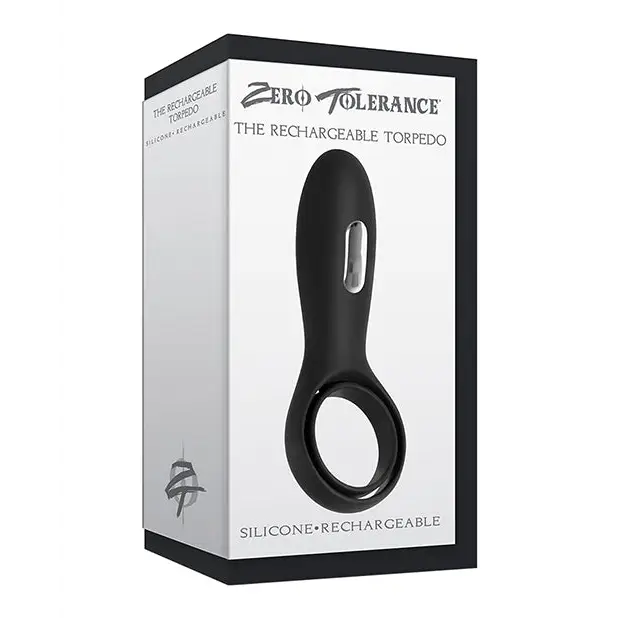 Zero Tolerance The Torpedo Rechargeable Vibrating Silicone Cockring Black - Cock Ring