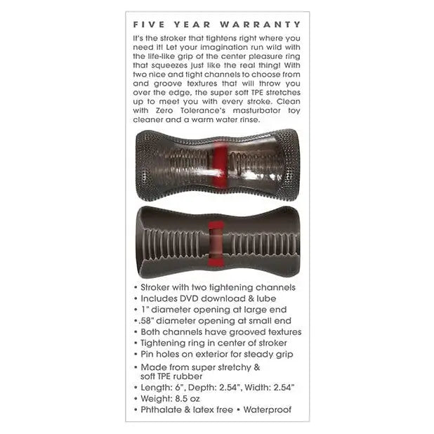 Zero Tolerance Vortex Stroker: Two-channel textured rubber with tightening ring, soft TPE