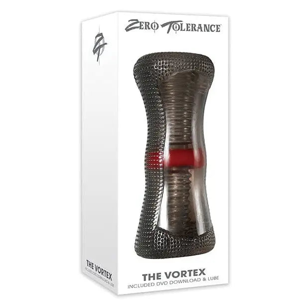 Zero Tolerance Vortex Stroker: Soft TPE hourglass sex toy with textured exterior and red band