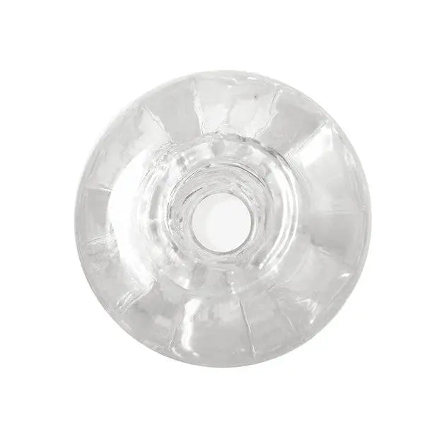 Zero tolerance twist stroker - clear donut-shaped object with a hole in the center