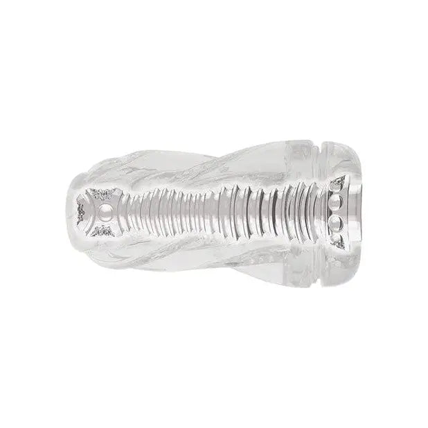 Zero Tolerance Twist Stroker: Clear plastic male sleeve with ribbed interior texture