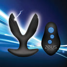 Zeus Anchor Plug Black Zeus 64x Electro-spread Vibrating and E-stim Silicone Butt Plug at the Haus of Shag