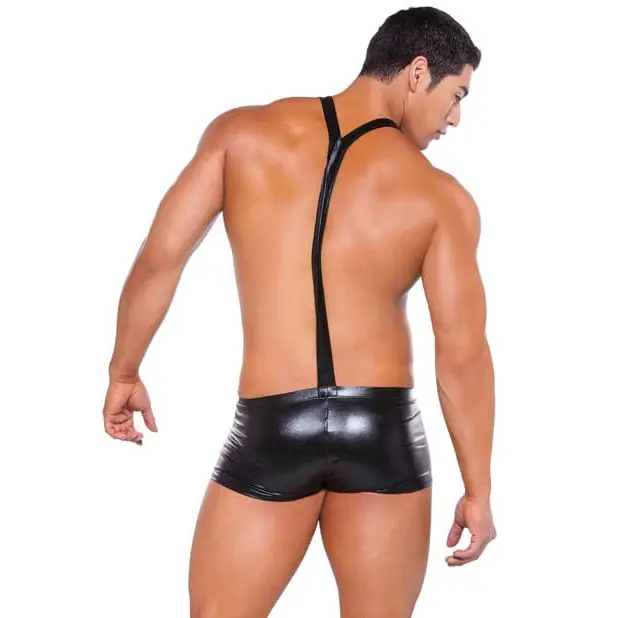 Allure Lingerie Lingerie - Packaged Zeus Wet Look Suspender Shorts Black O/s at the Haus of Shag