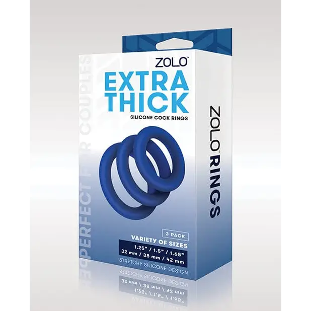 Xgen Penis Enhancement Zolo Extra Thick Silicone Cock Rings - Blue Pack Of 3 at the Haus of Shag