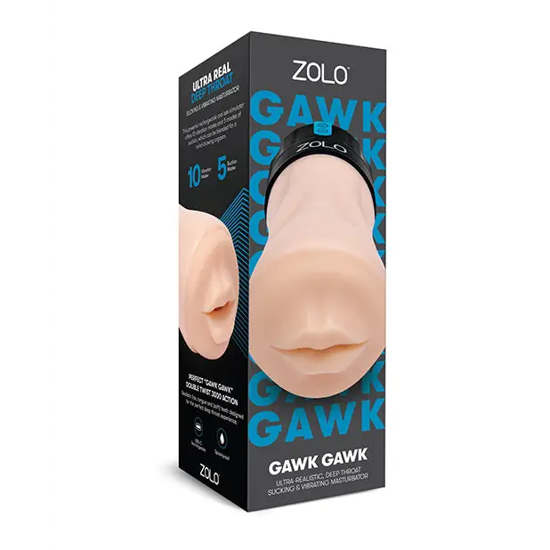 Zolo Gawk Gawk Deep Throat Vibrating Masturbator with realistic features - Ivory