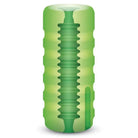 Green water bottle with lid next to ZOLO Original Squeezable Vibrating Stroker